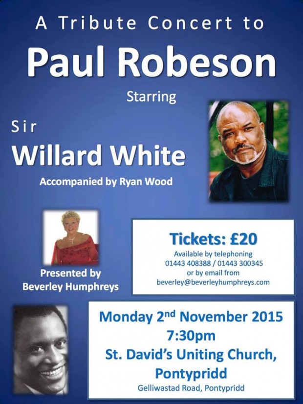 Sir Willard White in concert at St. David's, Monday 3rd November